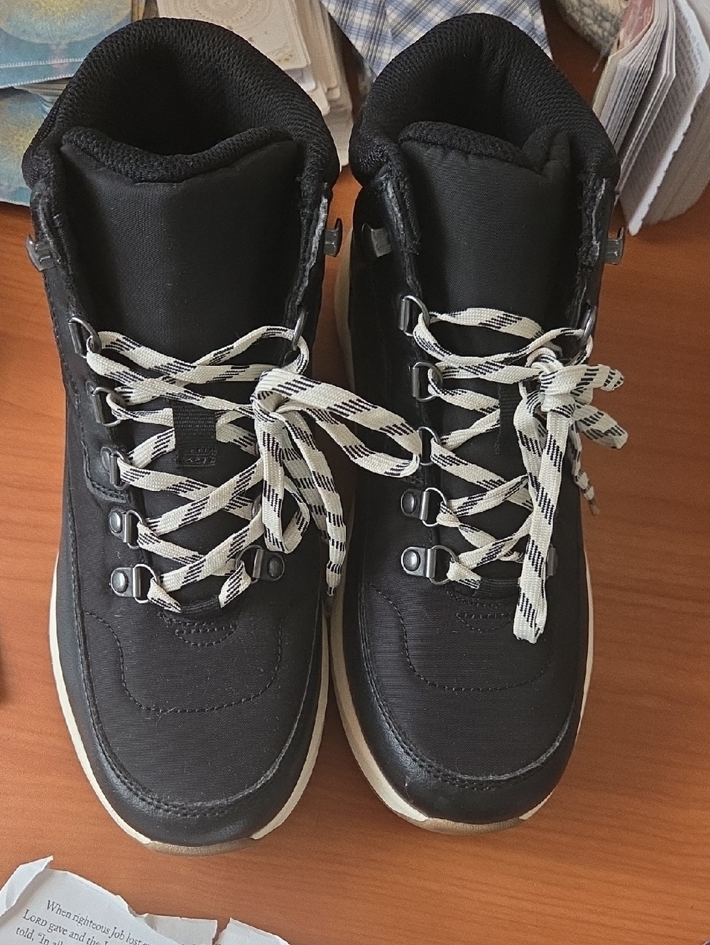 Target Black Ankle Boots with White Accent Laces